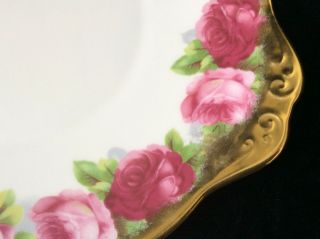 ROYAL ALBERT OLD ENGLISH ROSE HEAVY GOLD 10” HANDLED CAKE PLATE SERVING TRAY 4