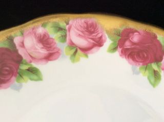 ROYAL ALBERT OLD ENGLISH ROSE HEAVY GOLD 10” HANDLED CAKE PLATE SERVING TRAY 5
