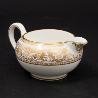 Wedgwood ' Florentine Gold ' Dragon on White Bone China Creamer & Sugar Bowl w Lid 2