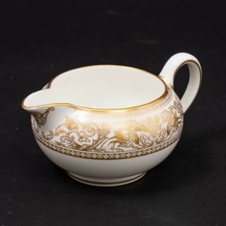 Wedgwood ' Florentine Gold ' Dragon on White Bone China Creamer & Sugar Bowl w Lid 3