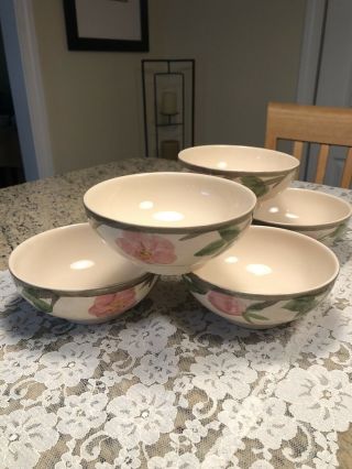 Set Of 6 Franciscan Desert Rose Footed Oatmeal Cereal 5 1/2 Inch Bowls England