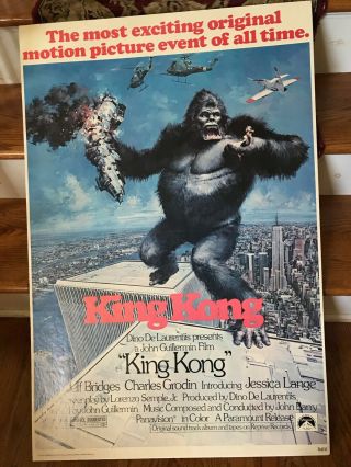 1976 King Kong Theatrical One Sheet Movie Poster 41 X 27 Inches