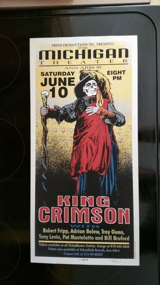 1995 King Crimson - Michigan Concert Poster - Signed - Mark Arminski
