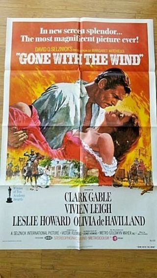 Orig Gone With The Wind R - 74 One Sheet Movie Poster Metro Goldwyn Mayer