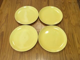 Set Of 4 Vintage Catalina Rancho Gloss Yellow 10 1/4” Dinner Plates Minty