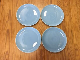 Set Of 4 Vintage Catalina Rancho Gloss Aqua 10 1/4” Dinner Plates Minty