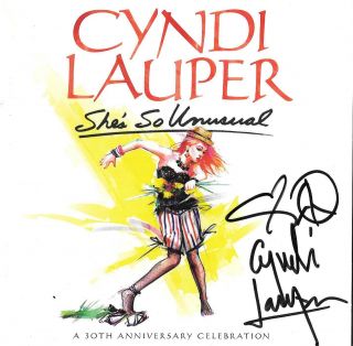 Cyndi Lauper Cd Booklet - - She;s So Unusual - - Signed Record Co.  Promo Auto