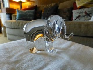 Baccarat Loet Vanderveen Elephant Paperweight - Rare Trunk Position - Crystal - Signed