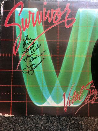 SURVIVOR SIGNED VITAL SIGNS RECORD COVER AUTOGRAPHED BY JIMI JAMISON LP 2