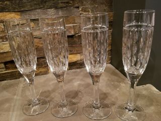 Ralph Lauren Aston Fine Crystal Champagne Flute Glasses Set Of Four