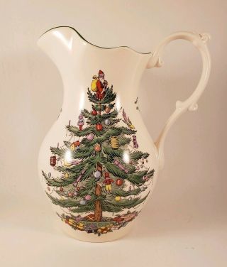 Spode Christmas Tree Large 44 Oz Pitcher Porcelain Jug Carafe Fancy Handle