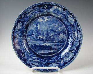 Historic Dark Blue Staffordshire Transferware Plate By Clews Antique Circa 1825