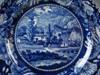 Historic Dark Blue Staffordshire Transferware Plate by Clews Antique Circa 1825 2