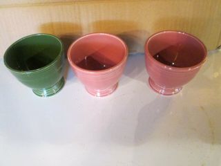 3 Vintage Fiestaware Egg Cups 2 Rose Pink & 1 Forest Green