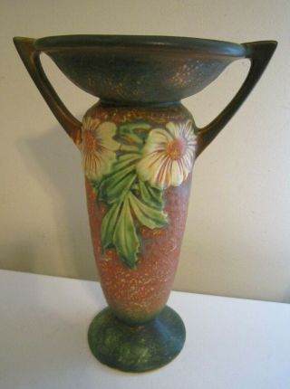 Vintage Roseville Dahlrose Two - Handled Vase 10.  5 "