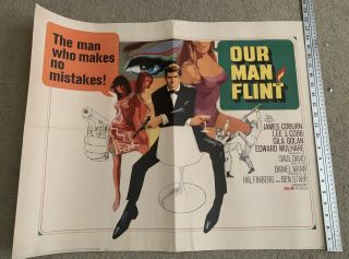 Our Man Flint 1966 22x28 Folded Half Sheet Bob Peak Art