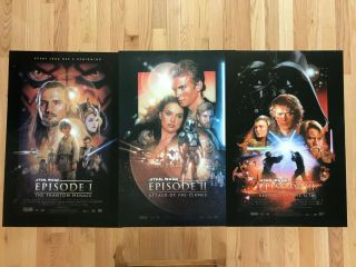 3 Star Wars Movie Posters Phantom Menace Attack Clones Revenge Sith One Sheets