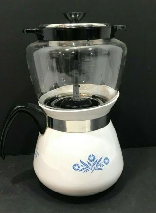 Vintage Corning Ware Blue Cornflower Drip - O - Lator 2 QT - 8 Cup Coffee/Tea Pot 4