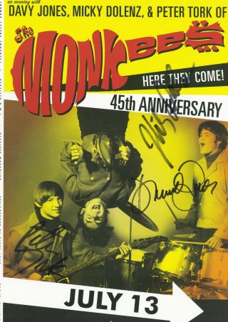 The Monkees autographed gig poster Davy Jones,  Peter Tork,  Micky Dolenz 3