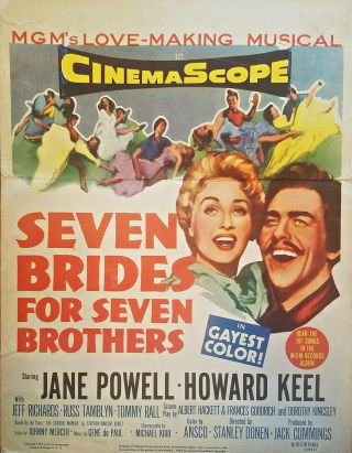7 Brides For 7 Brothers (1954) Jame Powell Howard Keel Classic Orig Window Card
