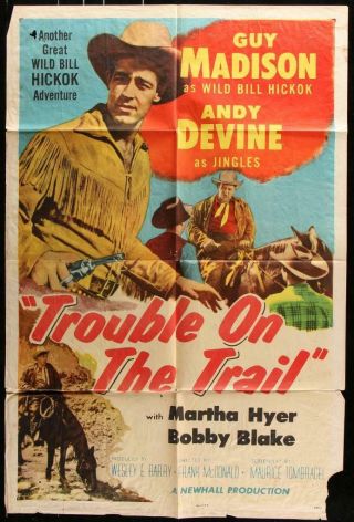 1954 Release 27x41 One Sheet Poster Trouble On The Trail Western