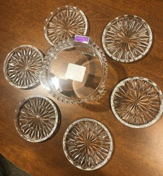 Marquis By Waterford Set Of 6 Crystal Coasters W/ Holder