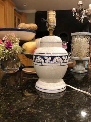 Rare Dedham Pottery Ginger Jar Shaped Table Lamp - Vintage -