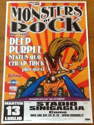 Deep Purple Status Quo Concert Tour Poster Stadio Sinigaglia Como 2004