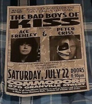 Kiss Ace Frehley & Peter Criss The Bad Boys Of Kiss Concert Poster Vancouver 199