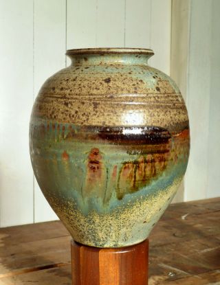 Studio Pottery Vase Jar Wheel Thrown Vintage Ceramics Drip Glaze Home Decor Art