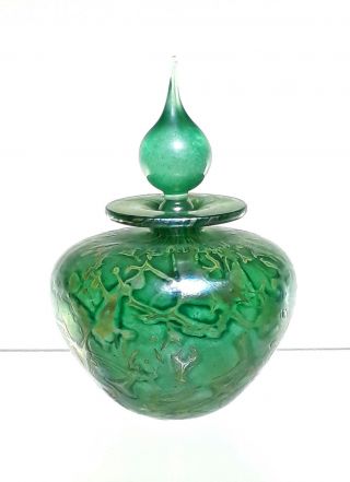 br120 SCARCE TOUCH OF GLASS CHRIS LUCAS GREEN PERFUME BOTTLE ISLE OF WIGHT 4