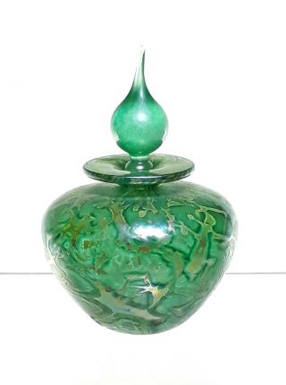 br120 SCARCE TOUCH OF GLASS CHRIS LUCAS GREEN PERFUME BOTTLE ISLE OF WIGHT 5