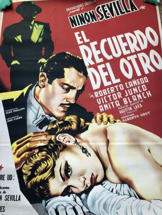 Rare Mexican Movie Poster Ninon Sevilla " El Recuerdo Del Otro " Lito - Offset 4