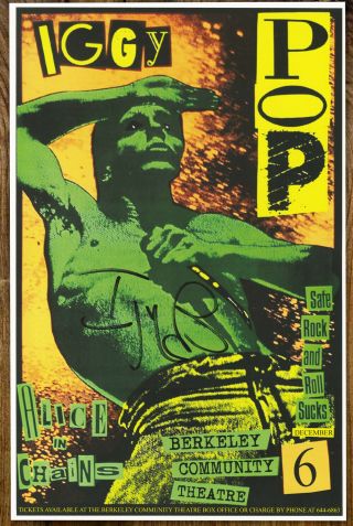 Iggy Pop Autographed Gig Poster Passenger,  Lust For Life