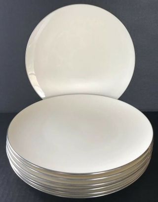 Lenox China Olympia Ivory Platinum Edge Dinner Plate 10 1/2” X - 303p Set Of 7