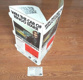 " Win The Car Of Ringo Starr " 1978 Promo Standee With Entree Forms,  Exc