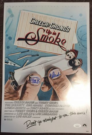 12” X 18” Up In Smoke Poster Picture Signed By Cheech & Chong Jsa Authentic
