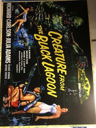 Ricou Browning Ginger Stanley Signed Creature From Black Lagoon Metal Movie Sign