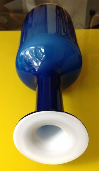 Style of Holmegaard Otto Brauer Gulvase Vase Blue & Opal Cased 13” Carnaby Era 7