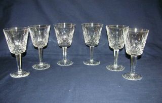 6 Waterford Crystal Lismore Claret Wine Goblets Glasses - 5 - 7/8 " Tall