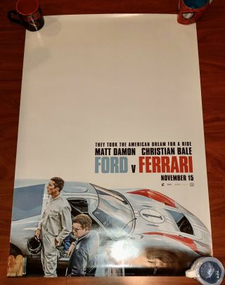Ford V Ferarri Theatrical Movie Poster Double Sided 27” X 40”