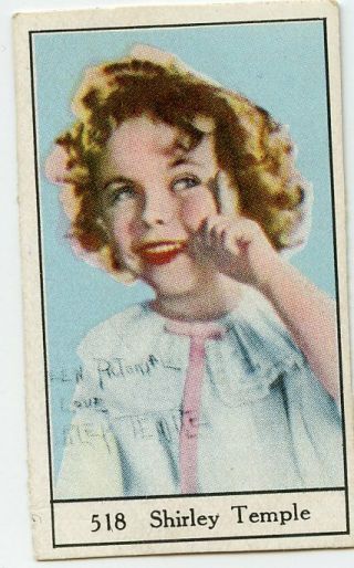 Shirley Temple Vintage Unknown 1x2 Inch Tiny Colorized Card Nr 518
