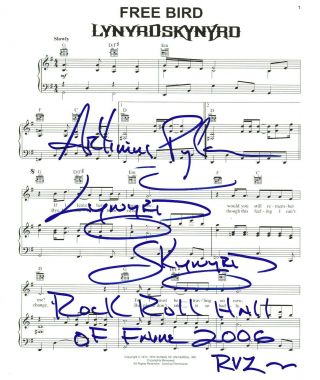Artimus Pyle Real Hand Signed Lynyrd Skynyrd Bird Sheet Music