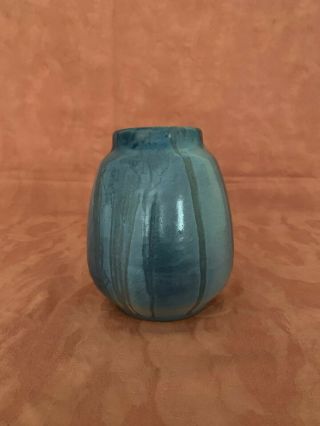 Vintage Blue Shearwater Anderson American Arts And Crafts Pottery Vase