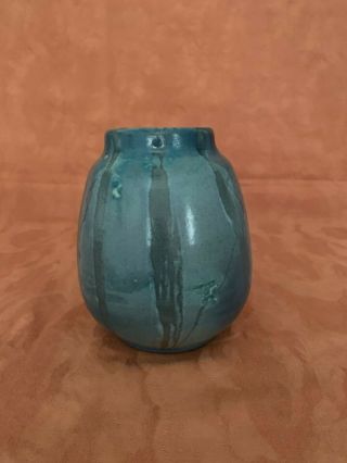 Vintage Blue Shearwater Anderson American Arts and Crafts Pottery Vase 2