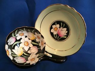 Gorgeous Paragon England Hand Painted Daffodils Tulips Cup & Saucer Wide Mouth