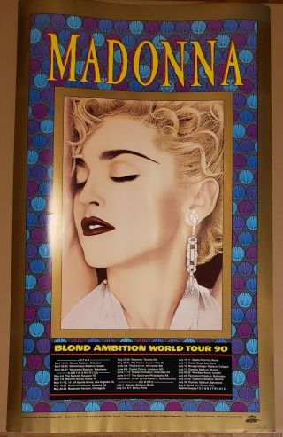 Rare Scarce Madonna 1990 Blond Ambition Tour Promo Poster Lithograph Madame X LP 3