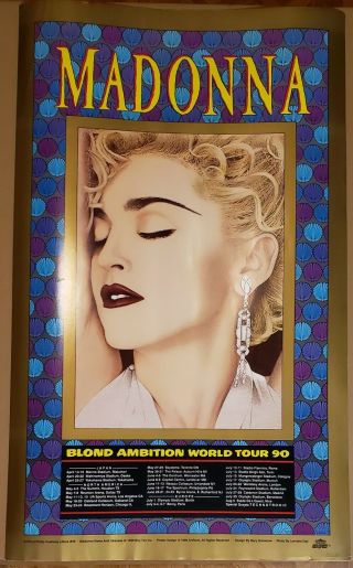 Rare Scarce Madonna 1990 Blond Ambition Tour Promo Poster Lithograph Madame X LP 4