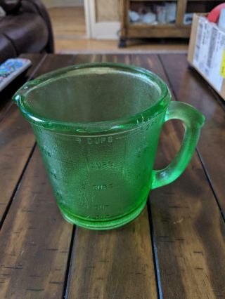 Depression Green Glass Measuring Cup 2 Quarts