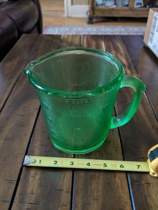 Depression Green Glass Measuring Cup 2 Quarts 7